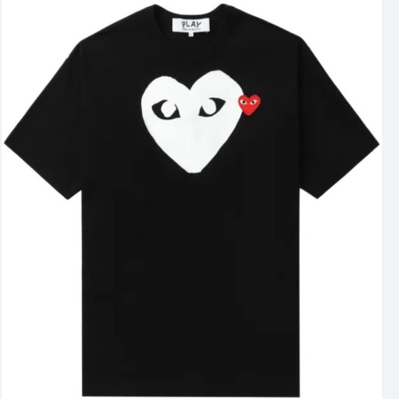 Comme des Garcons PLAY Black Tee with Double Heart Logo - Picture 7 of 7